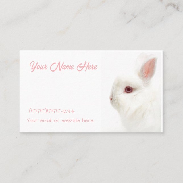 Carte De Visite Mélange Blanc Nain Lapin Délicat Oreilles Sitter A (Devant)
