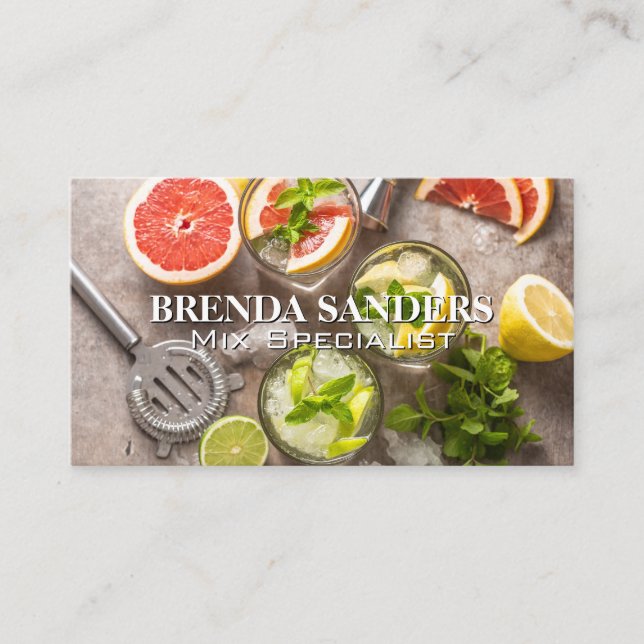 Carte De Visite Mélange De Cocktails De Boissons D'Été | Vue supér (Devant)