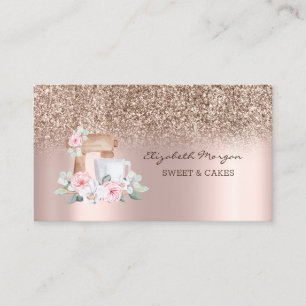 Carte De Visite Mélange de fleurs pailletées rose gold tendance