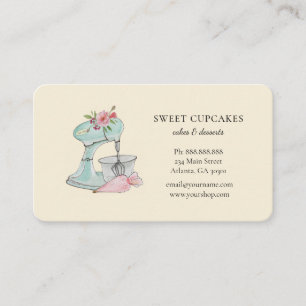 Carte De Visite Mélangeur à gâteau vintage mignon boulangerie