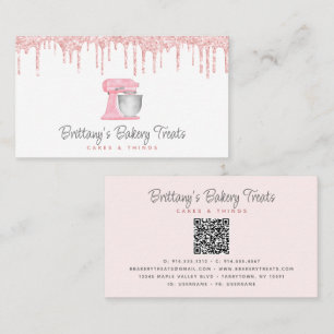 Carte De Visite Mélangeur de cuisine rose poudré avec code QR de b
