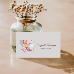 Carte De Visite Mélangeur De Gâteaux, Whisk, Fleurs De Boulangerie