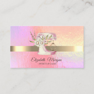 Carte De Visite Mélangeur floral à rayures dorées holographiques é