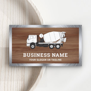 Carte De Visite Mélangeuse à béton à grain de bois marron Camion à