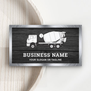 Carte De Visite Mélangeuse à béton Camion Toupie Ciment Bois Gris 
