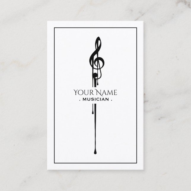 Carte De Visite Melting Black Treble Clef (Devant)