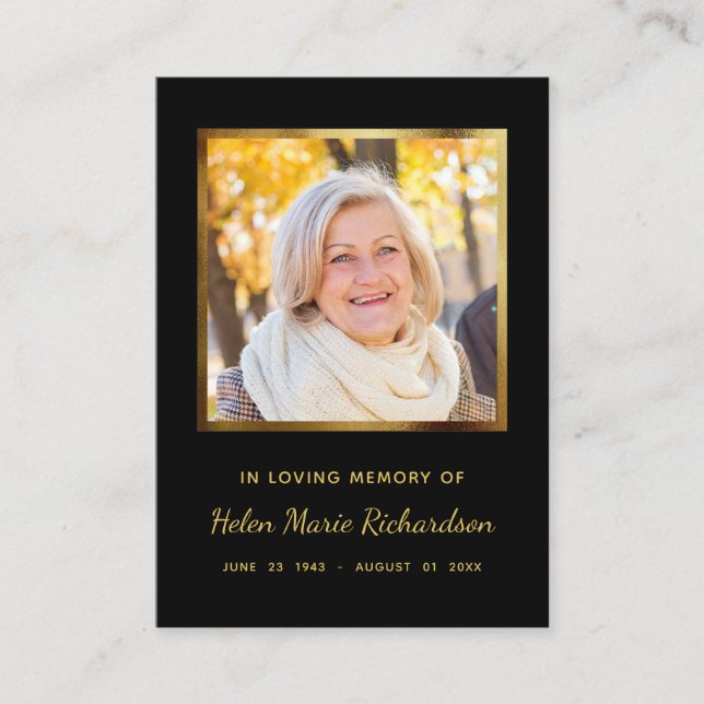 Carte De Visite Memorial Black Funeral En memoriam Wake Card (Devant)
