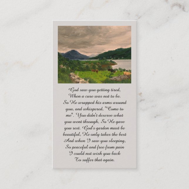 Carte De Visite Memorial Green Orange Blue Sympathy Card (Devant)