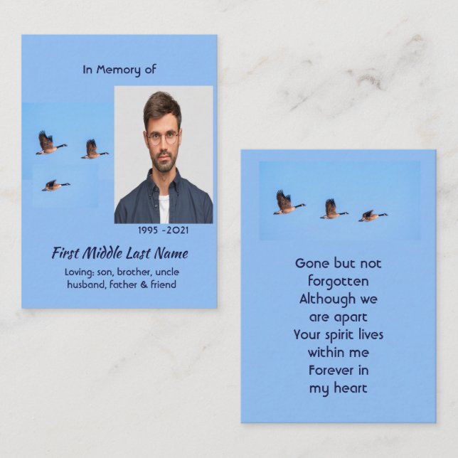 Carte De Visite  Memorial Keepsake  Canada Goose Outdoors (Devant / Derrière)