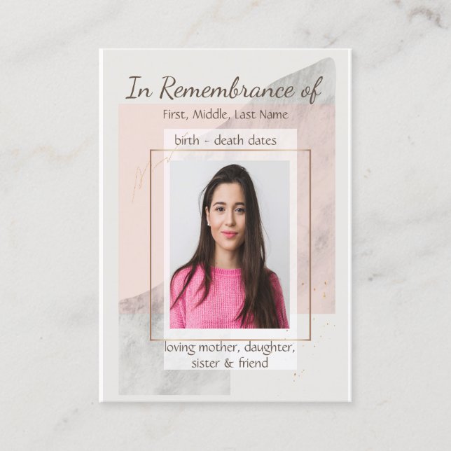 Carte De Visite Memorial Keepsaké Classique Moderne Feminine (Devant)