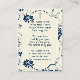 Carte De Visite Memorial Keepsaké Classique Moderne Foliage