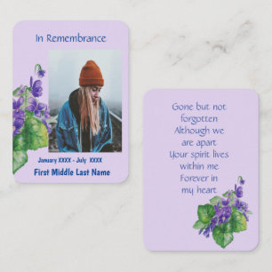 Carte De Visite Memorial Keepsaké Fleur de violet sauvage
