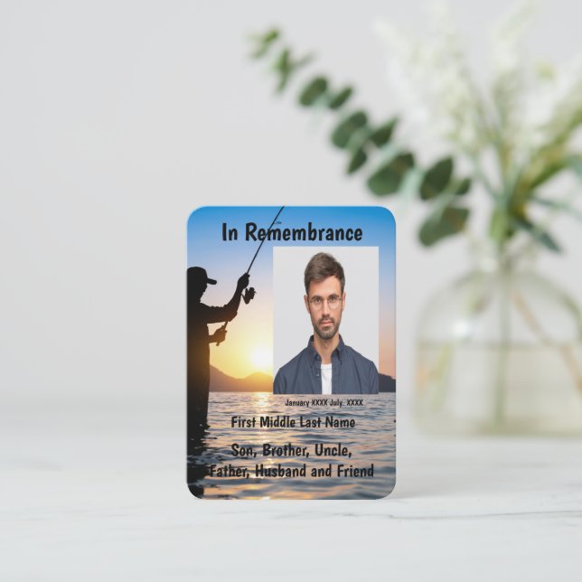 Carte De Visite Memorial Keepsaké pêcheur pêche poisson (Debout devant)