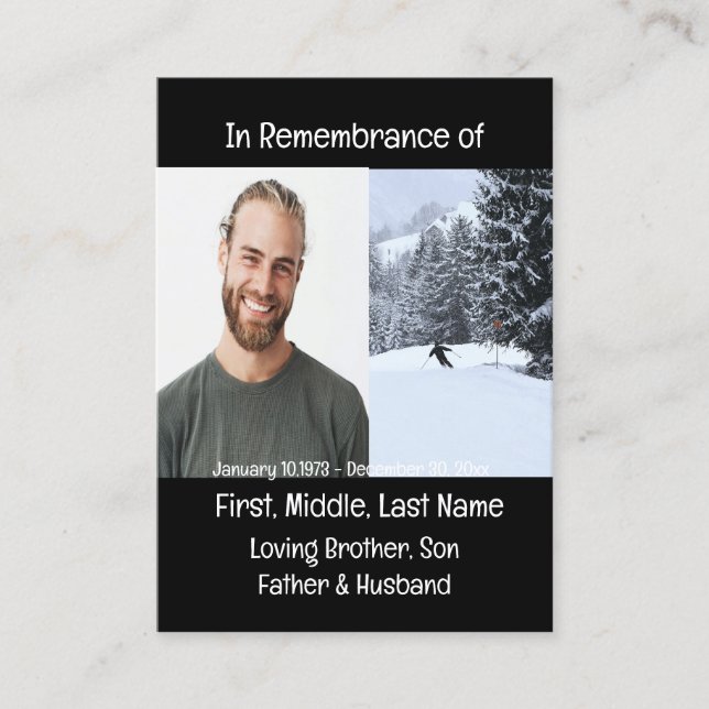 Carte De Visite Memorial Keepsaké Ski de fond (Devant)