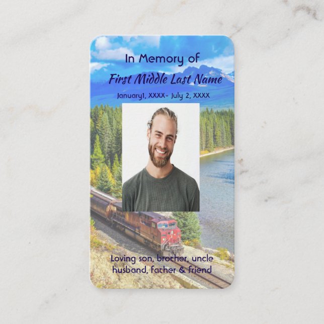 Carte De Visite Memorial Memory Card Train Rail Tram Railway (Devant)