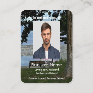 Carte De Visite Memorial Photo Lake Park Bench Keepsaké