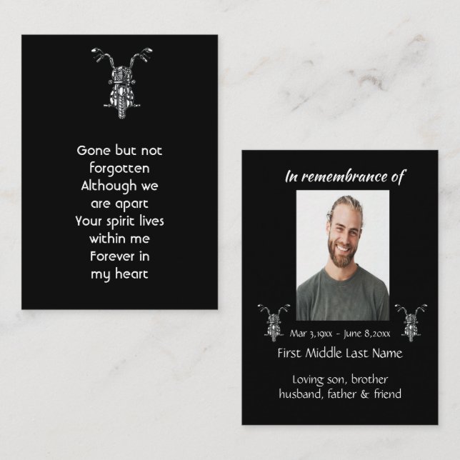 Carte De Visite Memorial Photo Motorcycle Biker (Devant / Derrière)