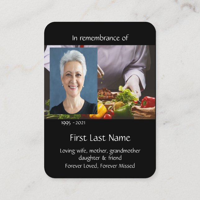 Carte De Visite Memorial Photo Prayer Cook Chef  (Dos)