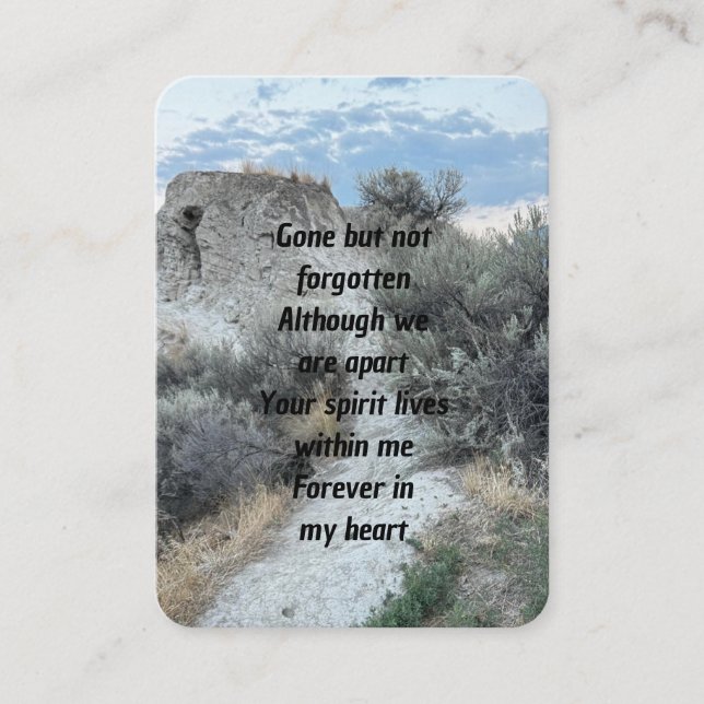Carte De Visite Memorial Photo Prayer Desert Mountain Trail Walk (Devant)