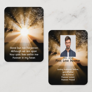 Carte De Visite Memorial Photo Prayer Forest Trail Sunlight Beams