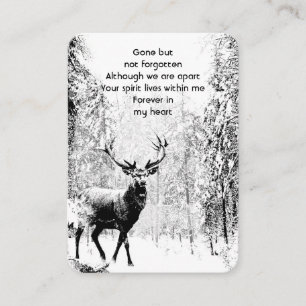 Carte De Visite Memorial Photo Prayer Stag Deer Forest Winter Wild