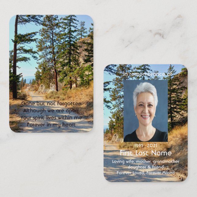 Carte De Visite Memorial Photo Prayer Trail Forest Desert Walk (Devant / Derrière)