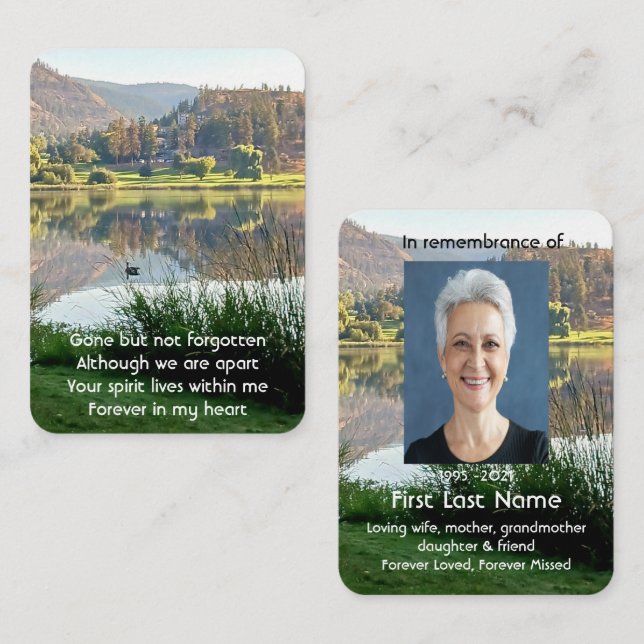Carte De Visite Memorial Photo Prière Golf Course Lac-étang Nature (Devant / Derrière)