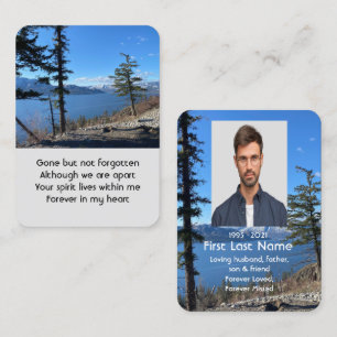 Carte De Visite Memorial Photo Prière Lake Side Forest Trees