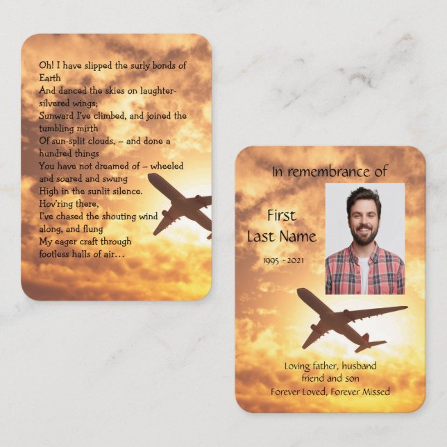 Carte De Visite Memorial Photo Prière Pilote Avion Volant Busin (Devant / Derrière)