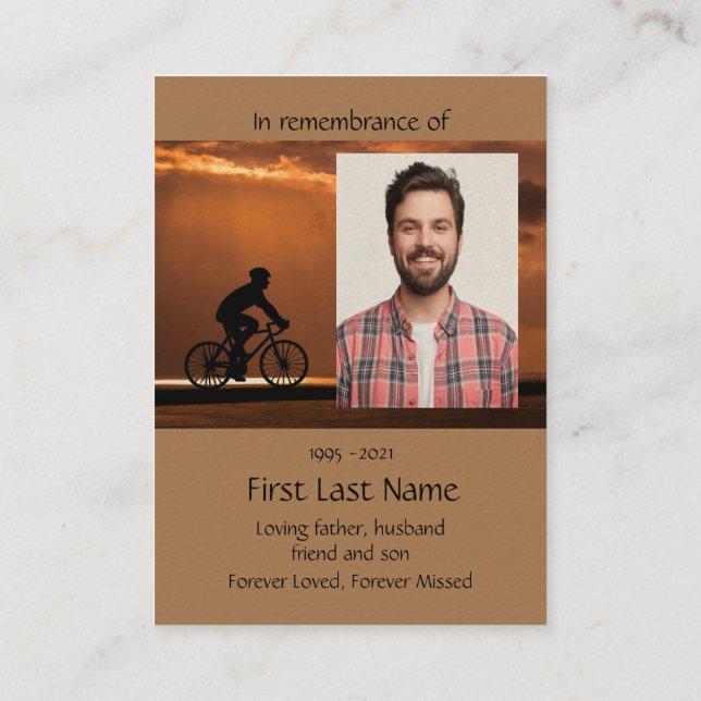 Carte De Visite Memorial Photo Prière Vélo vélo vélo (Dos)