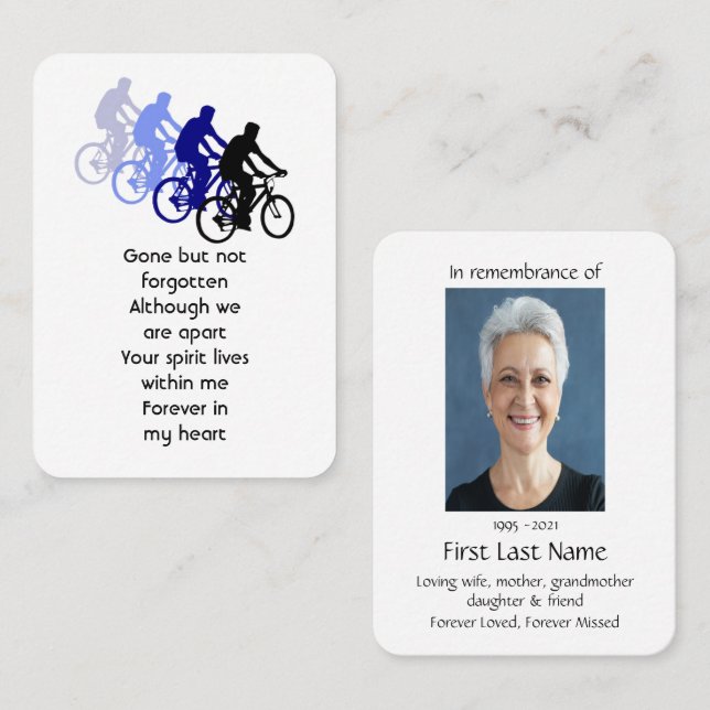 Carte De Visite Memorial Photo Prière Vélo Vélo Vélo (Devant / Derrière)