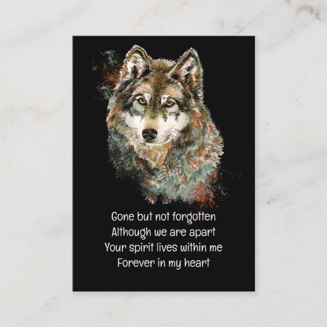 Carte De Visite Mémorial Poche Keepsaké loup animal (Devant)