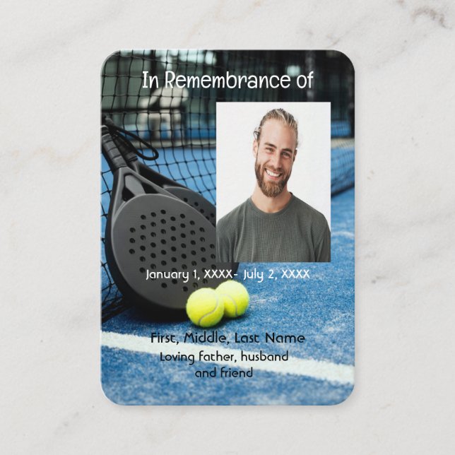 Carte De Visite Memorial Pocket Card Tennis Jeu Racket Ball (Devant)