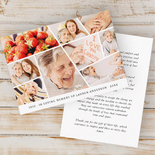 Carte De Visite Memorial Simple Modern 9 Photos Prière