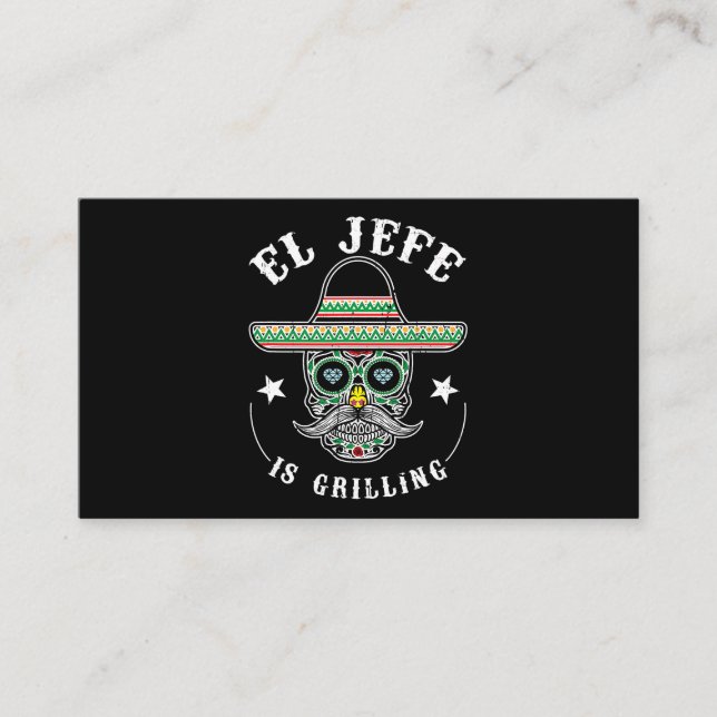 Carte De Visite Mens El Jefe Grill Stand Back Funny Mexicain (Devant)