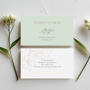 Carte De Visite Menthe   Chic minimaliste floral
