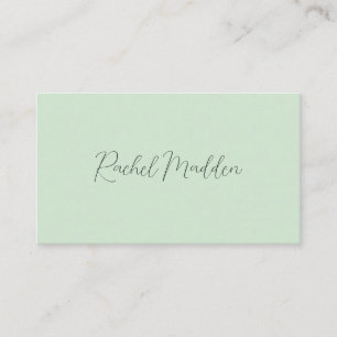 Carte De Visite Menthe Green Feminine Minimale Script Nom personna