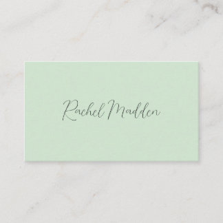Carte De Visite Menthe Green Feminine Minimale Script Nom personna