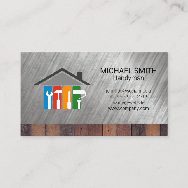 Carte De Visite Menuiserie | Outils matériels | Constructeur de co (Devant)