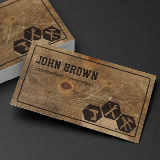 Carte De Visite Menuiserie professionnelle Faux Wood Construction