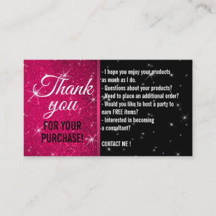 Carte De Visite Merci bijou scintillant paillettes bling