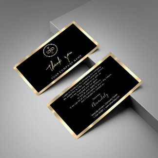 Carte De Visite Merci Business Insertion Logo Gold Frame Black