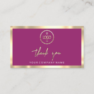 Carte De Visite Merci Business Insertion Logo Gold Frame Rose