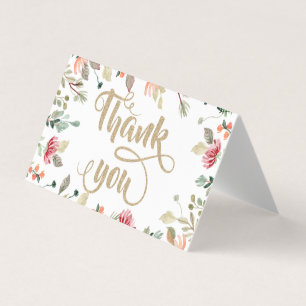Carte De Visite Merci chic Fleur sauvage de la glitterie