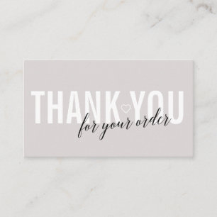 CARTE DE VISITE MERCI CLIENT GRIS CLAIR POUR VOTRE COMMANDE