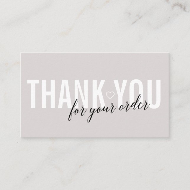 CARTE DE VISITE MERCI CLIENT GRIS CLAIR POUR VOTRE COMMANDE (Devant)