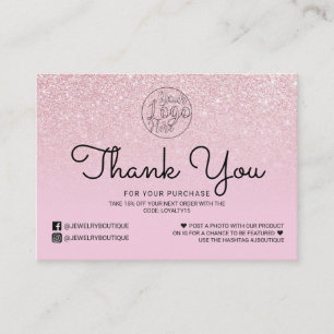 Carte De Visite Merci client Mauve Pink Parties scintillant Ombre