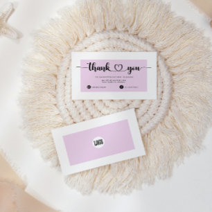 Carte De Visite Merci cœur de script rose blush moderne