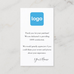 Carte De Visite Merci d'appréciation du client Ajouter un logo