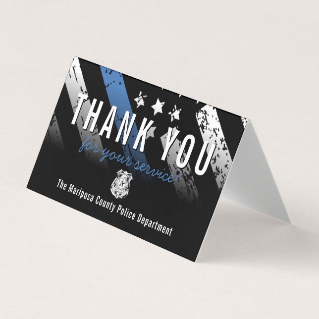 Carte De Visite Merci d'appréciation du drapeau bleu de la police (Devant)
